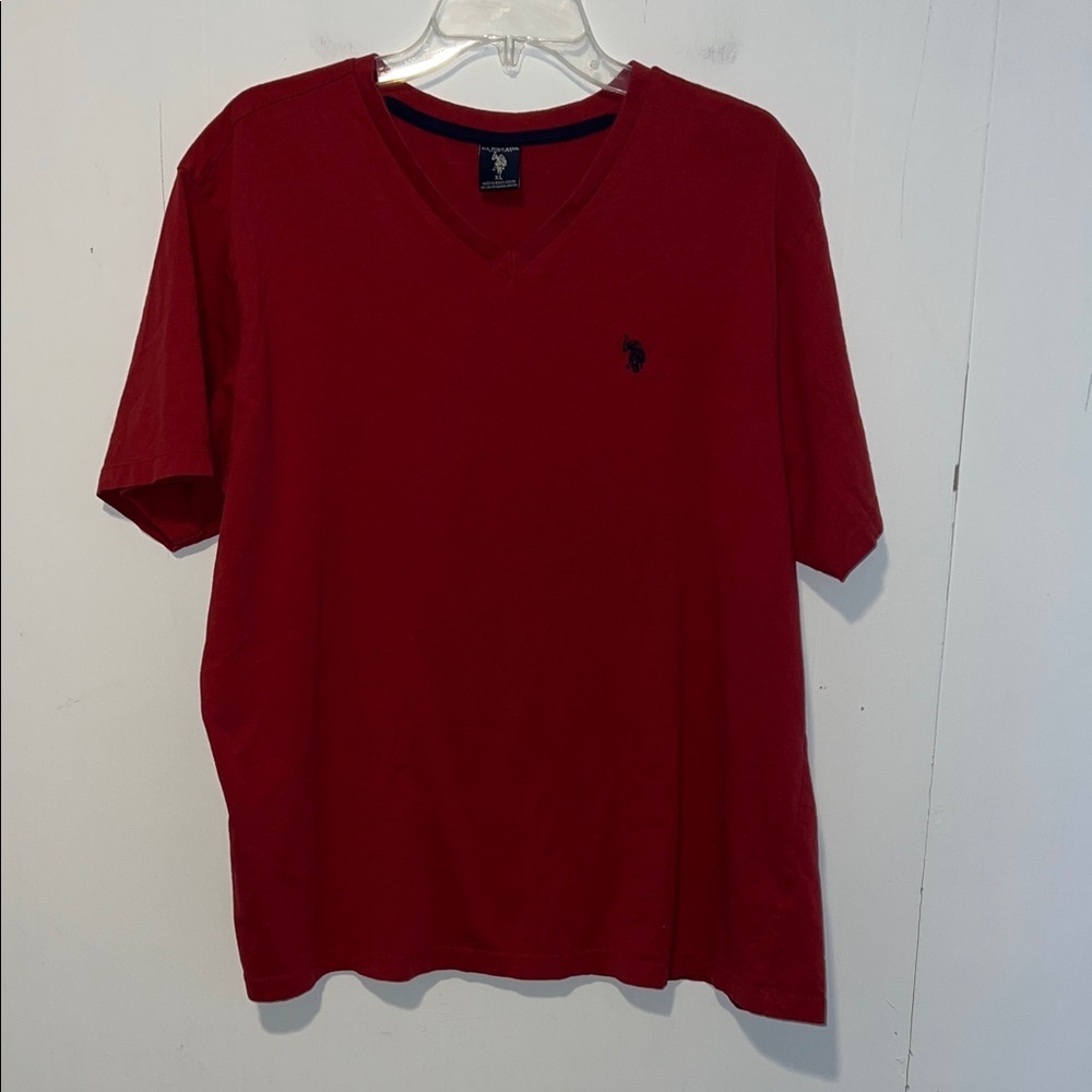 U.S. Polo Assn. Red V-Neck Short Sleeve Tee E17